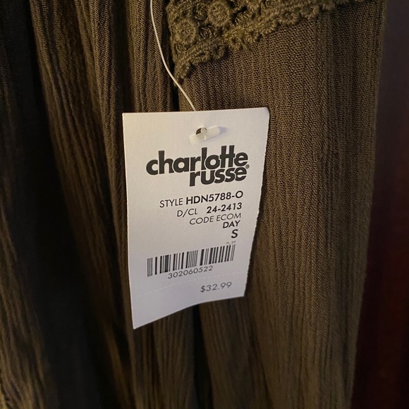 Flowy Knee Length Crochet Peasant Dress - Picture 3 of 4